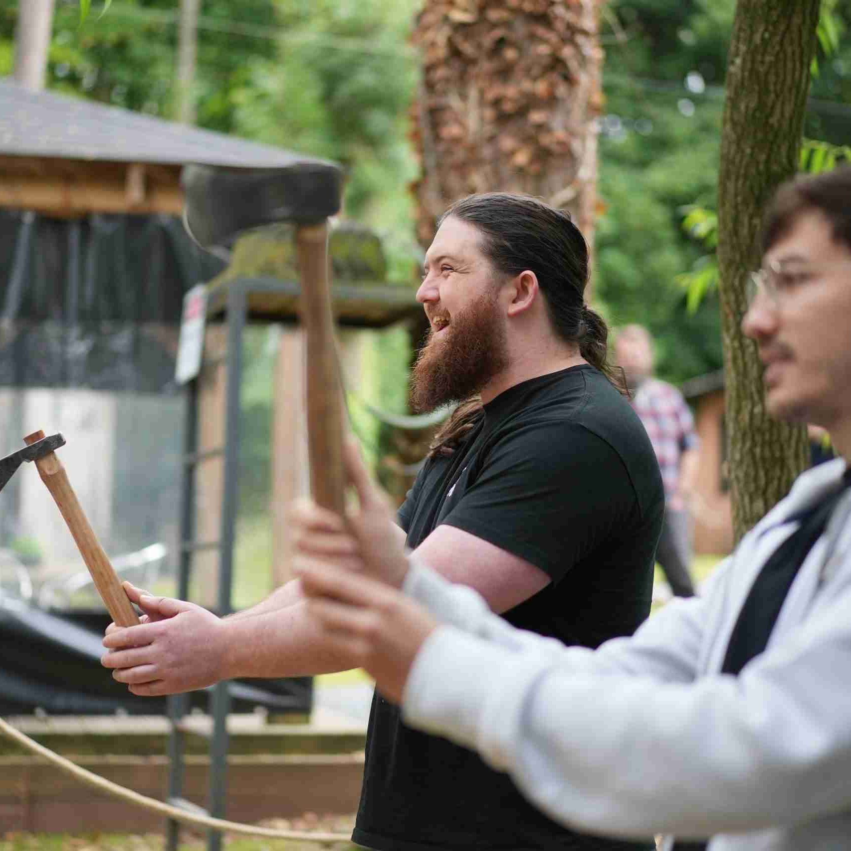 2 male axe throwers