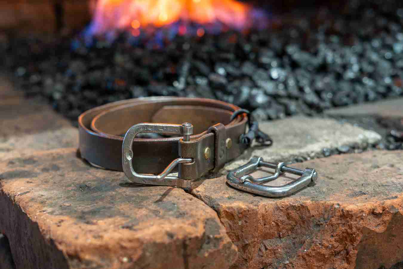 Leather belt and buckle